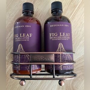 RARE Beekman 1802 Fig Leaf Set - Hand & Body Wash and Lotion with Caddy - NEW!